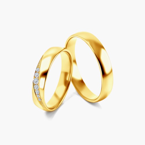 Obrączki ślubne: złote, półokrągłe, 4 mm